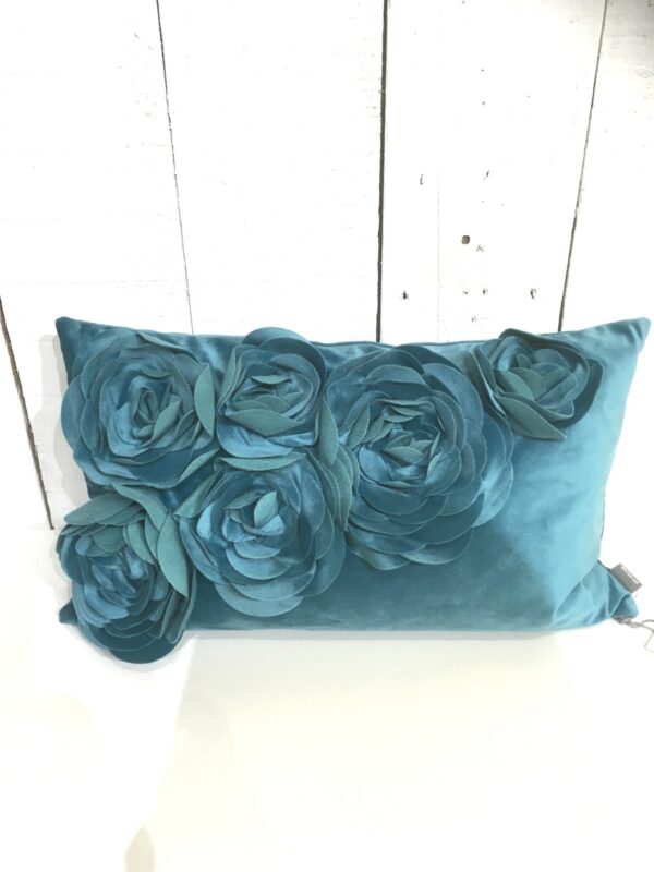 Coussin Floral - Aqua