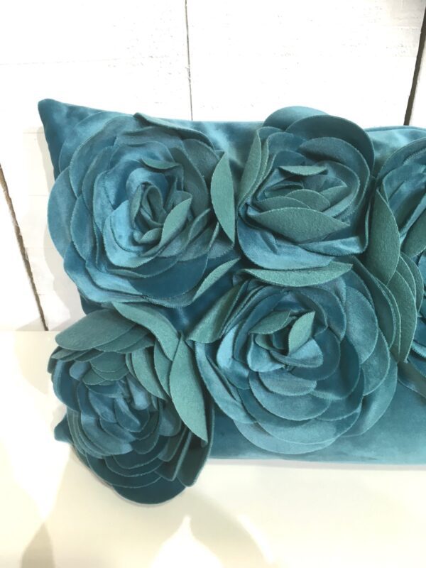 Coussin Floral - Aqua Zoom