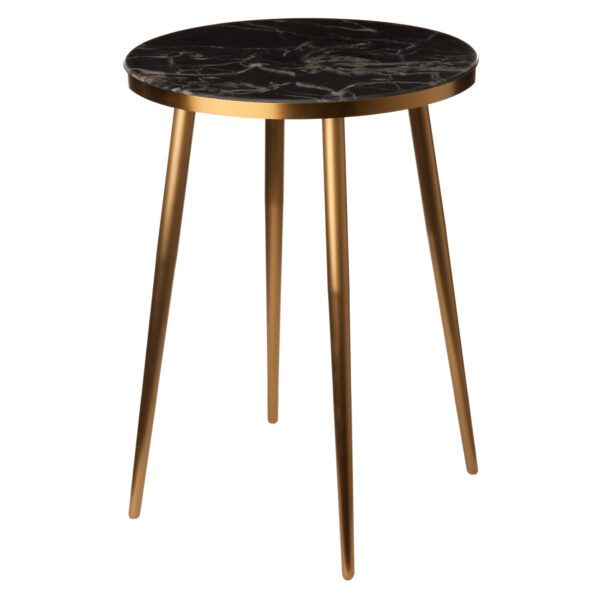 Table Aspect Marbre Noir Pieds Or