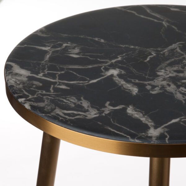Table Aspect Marbre Noir Pieds Or – Image 2