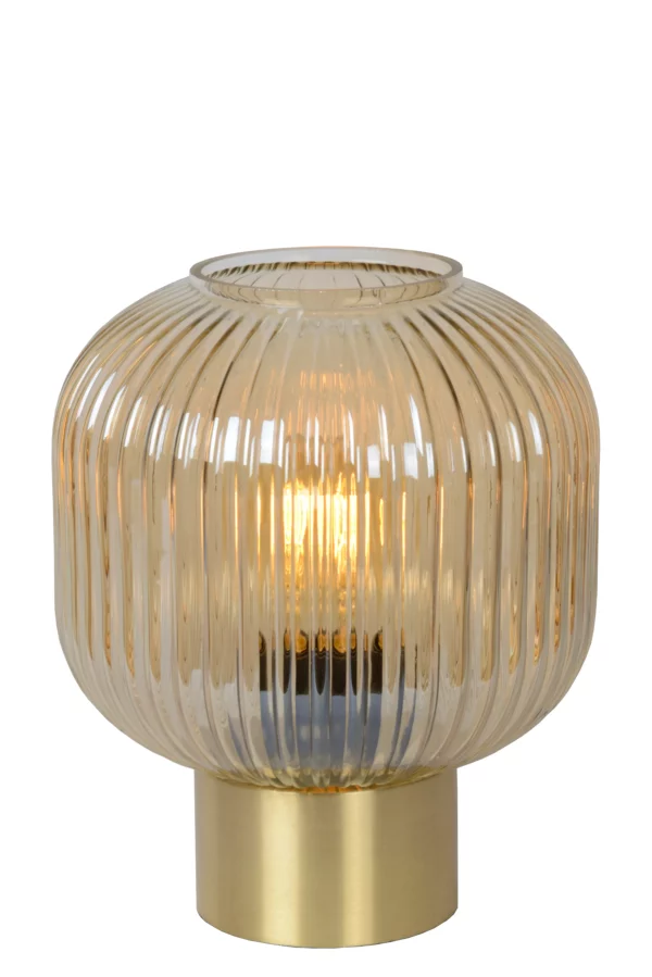 lampe à poser "maloto" de la marque lucide en verre strié jaune