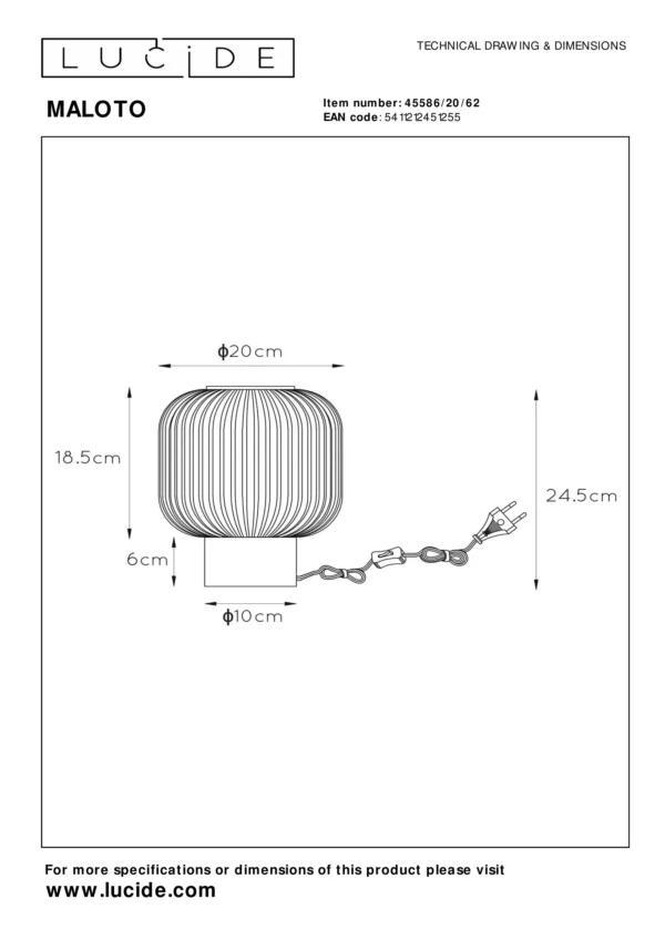 lampe à poser "maloto" de la marque lucide en verre strié